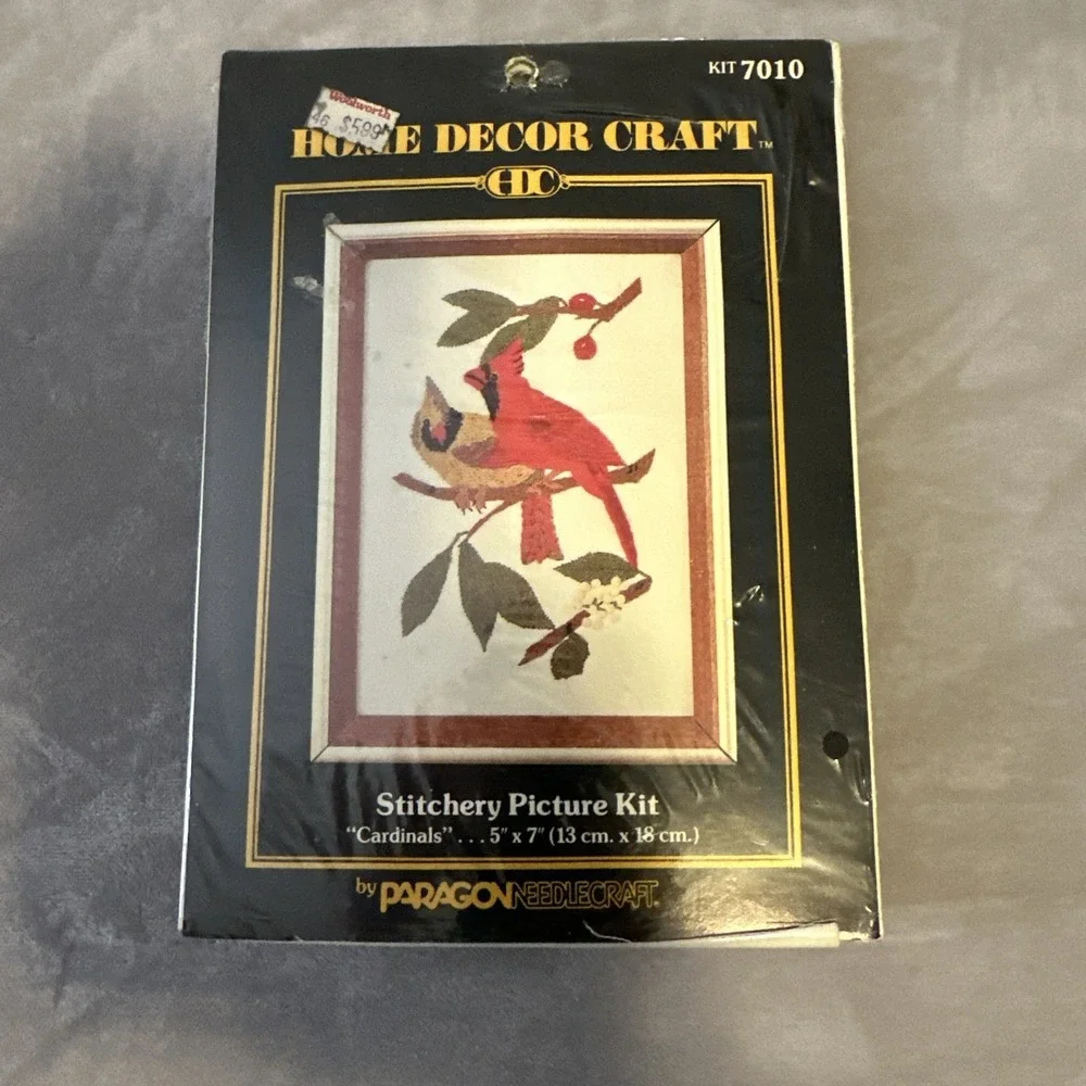NEW Paragon Needlecraft Cardinals Stitchery Picture Kit 7010 1984 5 x 7 Sealed